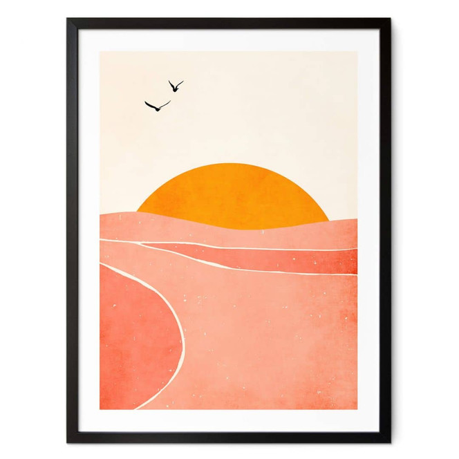 Poster Landschaft - Sonnenaufgang auf dem Land - Kubistika