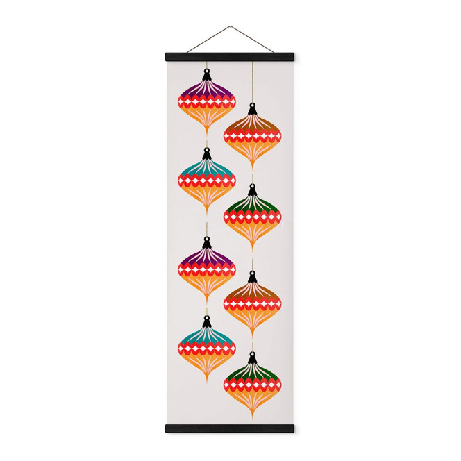 Stoffbild Weihnachtskugeln Retro Panorama - Kubistika