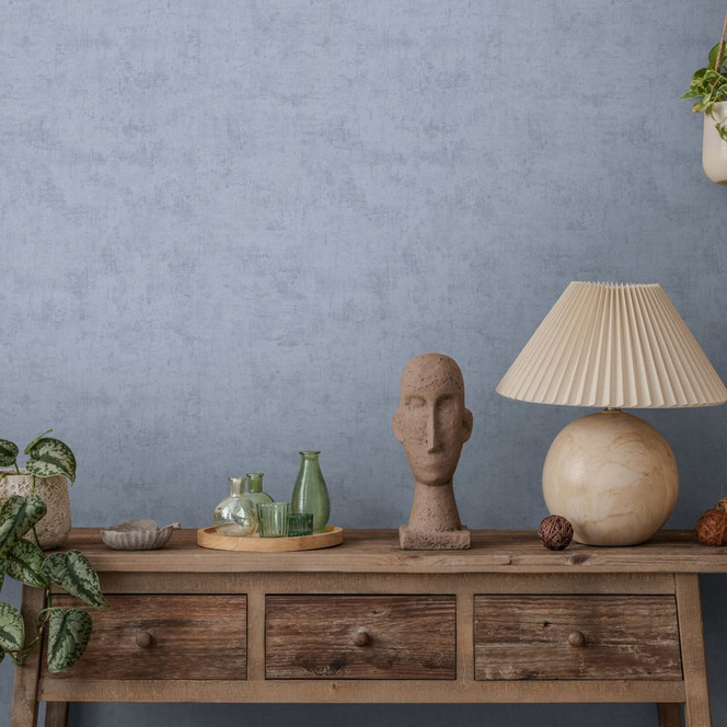 Tapete aus Vlies minimalistisch - dezentes Blätterdesign in Petrol & Taupe