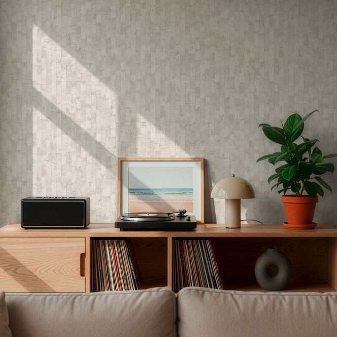 Vliestapete Daniel Urban Lines grau weiss metallic - Streifen Oberflächenstruktur Wohnzimmer