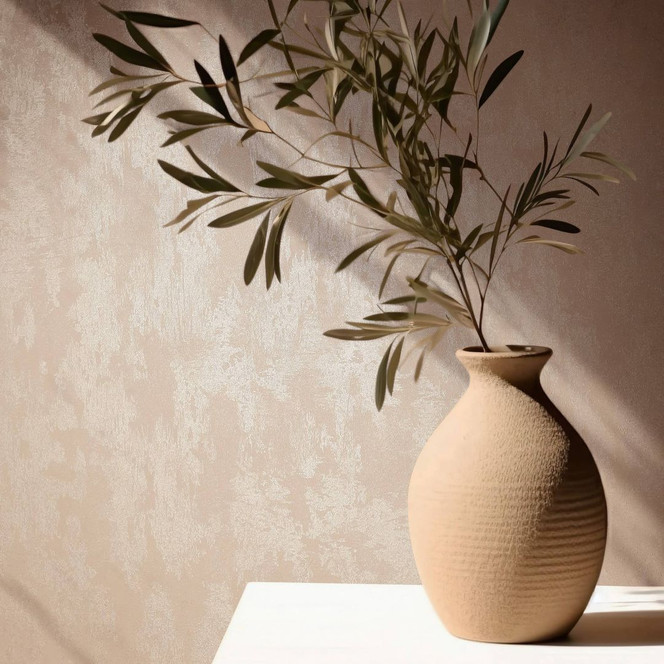 Vliestapete mit schimmerndem Glanz beige Uni