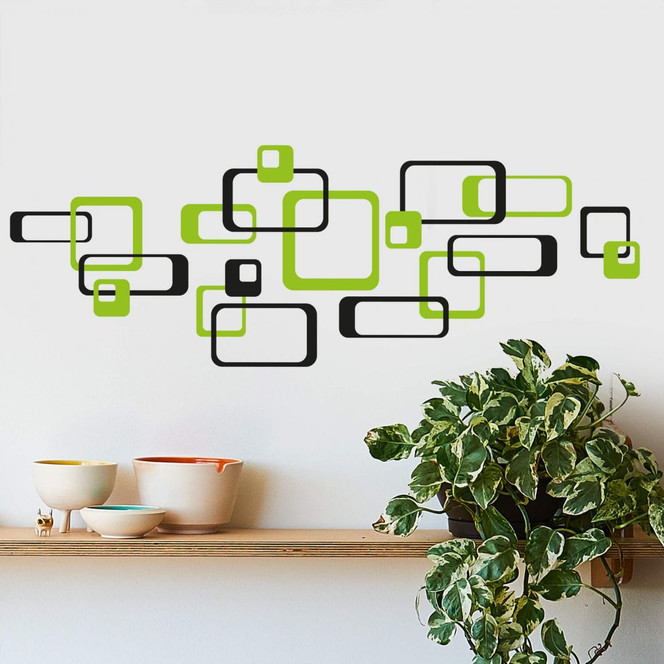 Wandsticker Retro Rechtecke grün