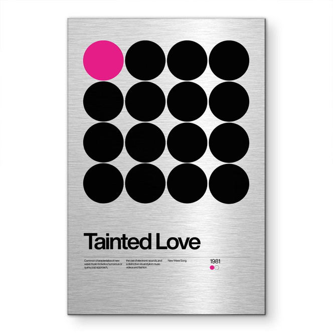 Alu-Dibond gebürstet mit Silbereffekt - Tainted Love Retro Pop-Art - Sub88 Studio