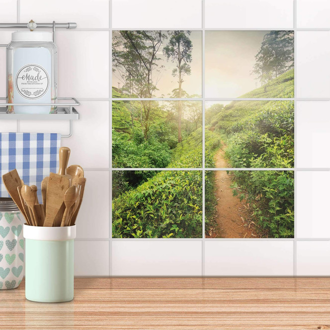 Fliesenfolie quer - Green Tea Fields