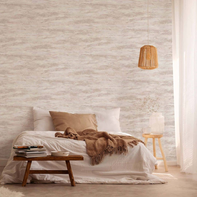 Putzoptik Tapete Weiss Beige - Vliestapete A.S. Création