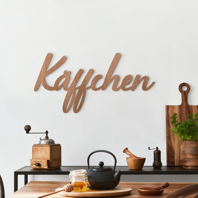 3D Holz Schriftzug Käffchen - Mahagoni