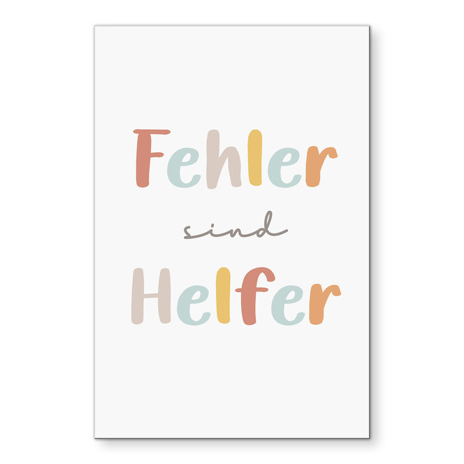 Alu-Dibond Wandbild - Kraftsatz "Fehler sind Helfer" in bunter Handschrift für Kinder
