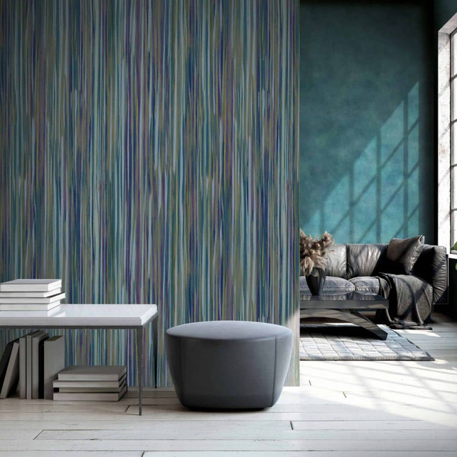 Fototapete mit grafischem Streifenmuster, Grün Streifen 3.40 x 1.06 m