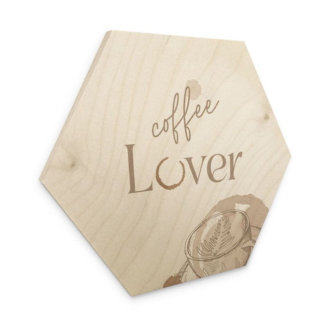 Hexagon-Holzbild Coffee Lover