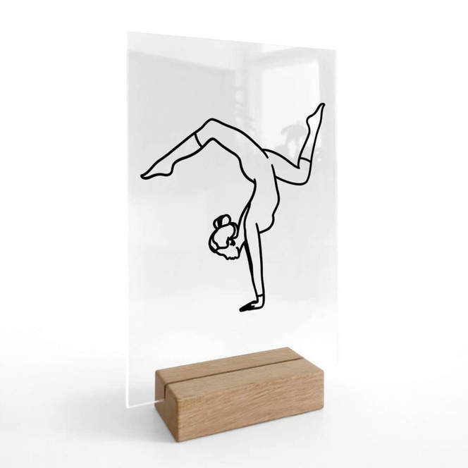 Tischaufsteller Yoga - Handstand - Line Art