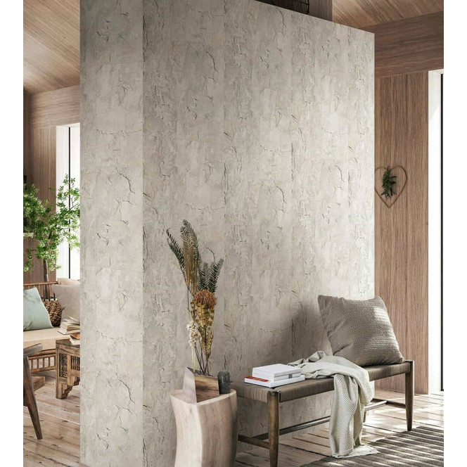 Vliestapete in Fliesen-Look als Shabby Chic grau Fliesenoptik