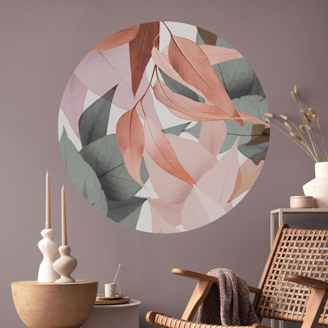 Wandtattoo Bunte Eukalyptusblätter - Sisi & Seb - Rund