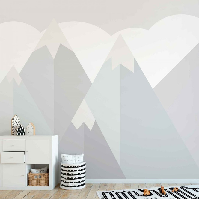 Fototapete Berge KidsMountains1 in grau weiss - Vliestapete Designwalls 2 - 2.55x3.5 m