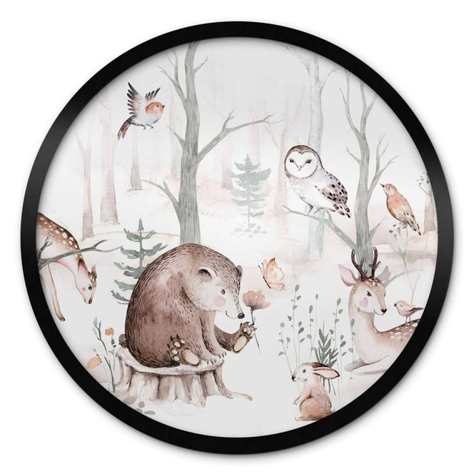 Poster Kvilis - Tierfreunde im Wald - Rund