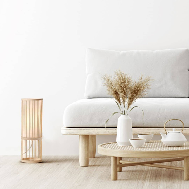 Tischleuchte Luise, braun, 36 x 12 cm, Bambus Tischlampe