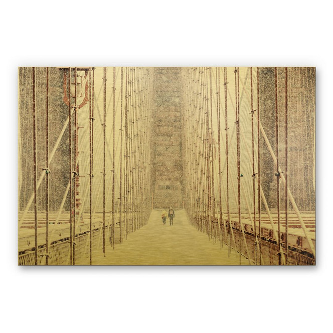 Alu-Dibond-Goldeffekt - Winter auf der Brooklyn Bridge