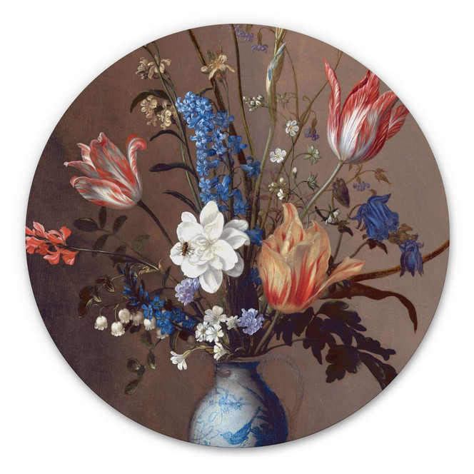 Alu-Dibond Van der Ast - Blumen in einer Wan-Li Vase - Rund