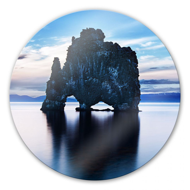 Glasbild Felsen im Meer - rund