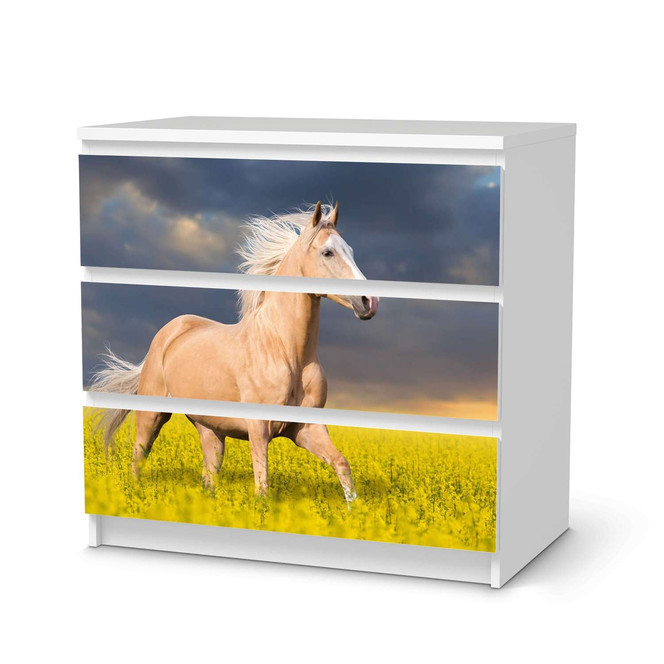 Klebefolie IKEA Malm Kommode 3 Schubladen - Wildpferd- Bild 1