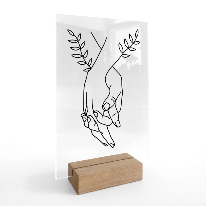 Tischaufsteller Line Art - Liebespaar Händchen haltend - Lizde