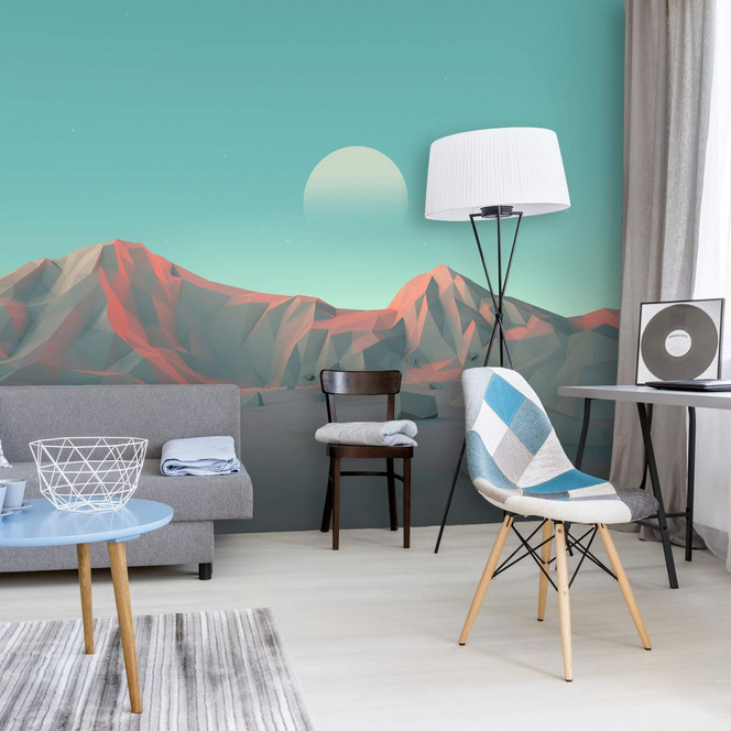 3D Fototapete Low Poly Berge