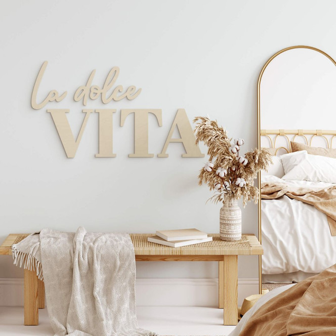 3D Holz Schriftzug La dolce Vita - modern - Pappel