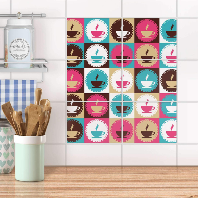 Fliesenfolie quer - Coffee Cups