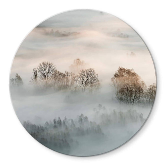 Glasbild Galimberti - Winternebel - Rund