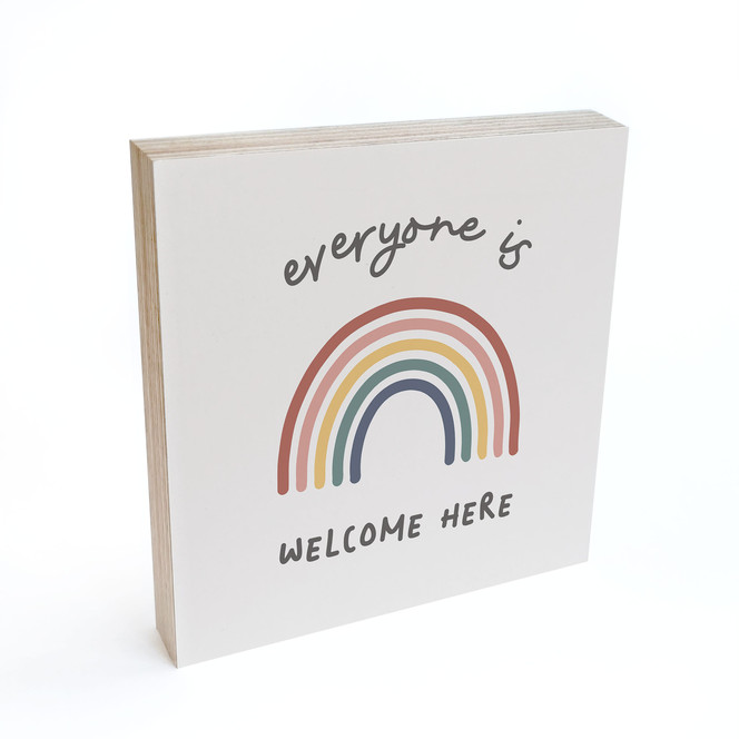 Holzbild zum Hinstellen - Everyone is welcome here - KsanaKalpa