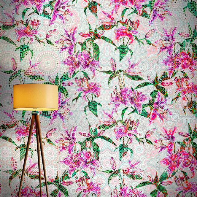 Livingwalls Fototapete Walls by Patel mosaic lilies 2 - Bild 1