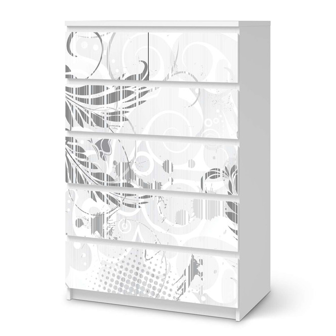 Möbel Klebefolie IKEA Malm Kommode 6 Schubladen (hoch) - Florals Plain 2- Bild 1