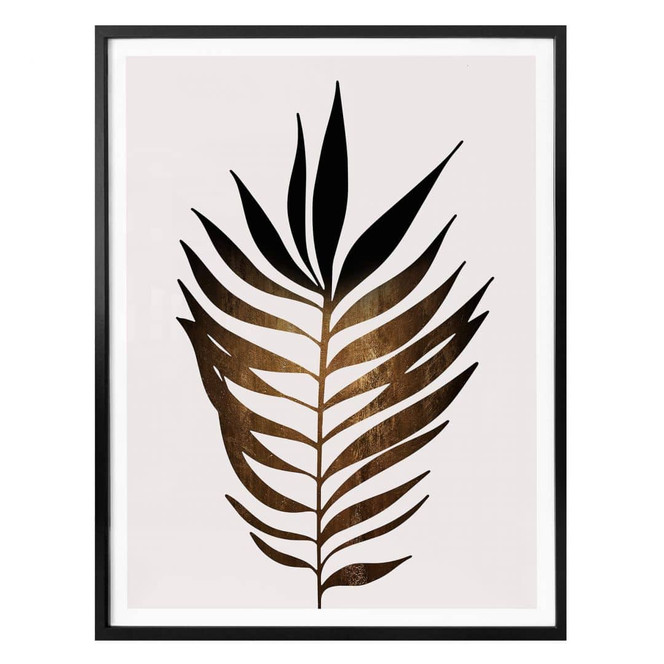 Poster Kubistika - Blatt in Gold