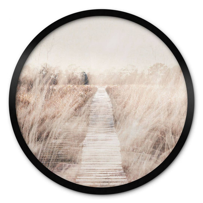 Poster Verträumte Landschaft mit Holzsteg - Imaginative - Rund