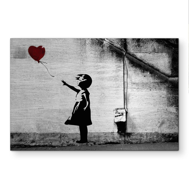 Alu-Dibond gebürstet mit Silbereffekt - Girl with Balloon - Banksy