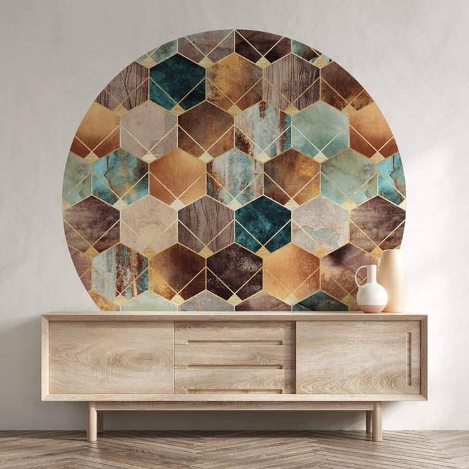 Fototapete Fredriksson - Gold und Kupfer - Rund - Selbstklebend/Vlies