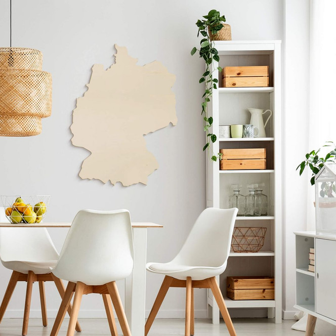 Holzkunst Pappel Furnier - Karte Deutschland