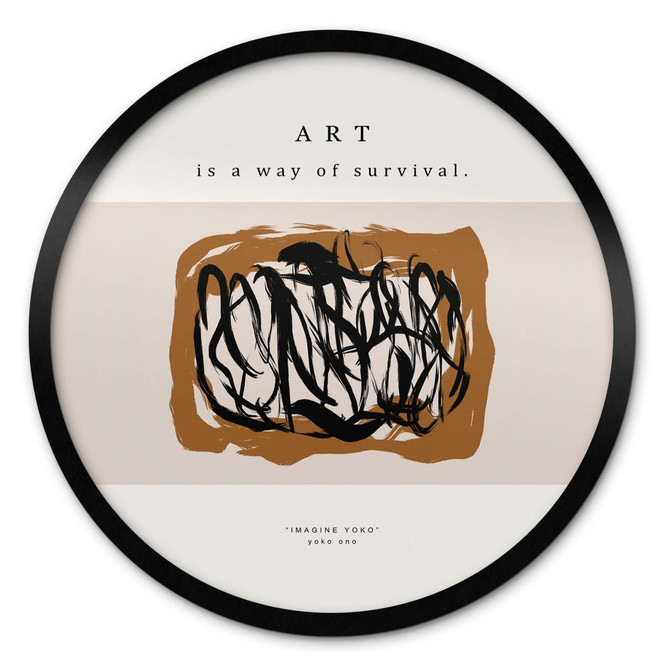 Poster Schwarze Pinselstriche - Imagine Yoko - Treechild - Rund