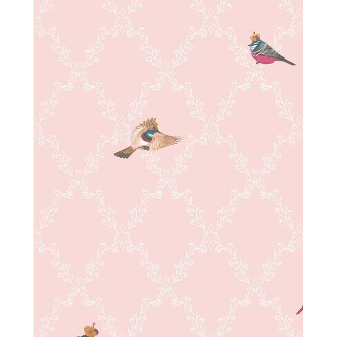 Vliestapete Vögel Illustration Romantisch, Modern in Weiss für Schlafzimmer