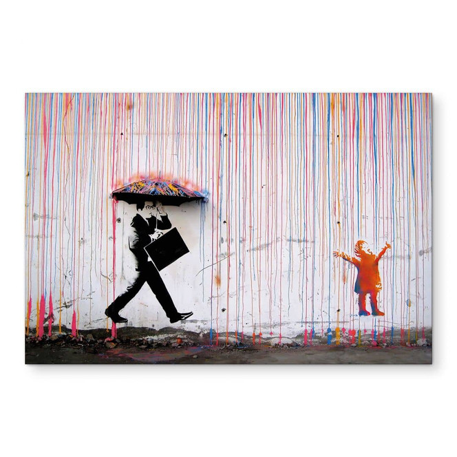 Wandbild Banksy - Coloured Rain - Alu-Dibond