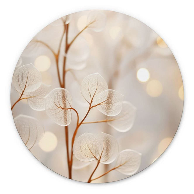 Wandbild Filigrane Blätter Beige - Alu-Dibond - Treechild - Rund