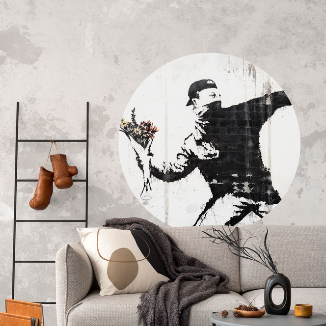 Wandtattoo Banksy - Der Blumenwerfer - Rund