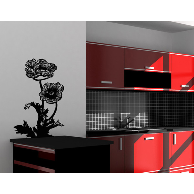 Wandtattoo Mohnblumen