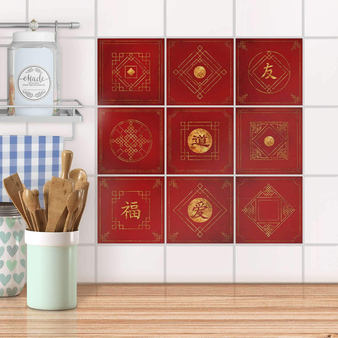 Fliesenaufkleber Set - Chinese Tiles