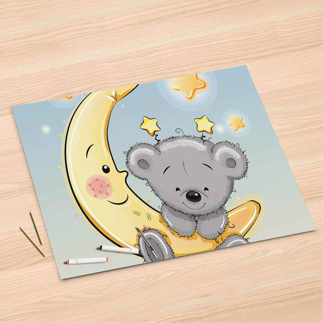 Folienbogen (120x80cm) - Teddy und Mond- Bild 1