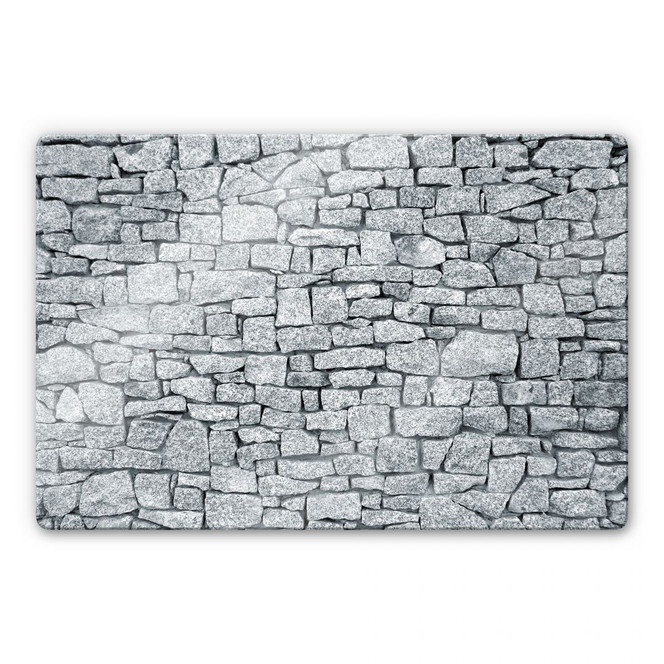 Glasbild Granitmauer