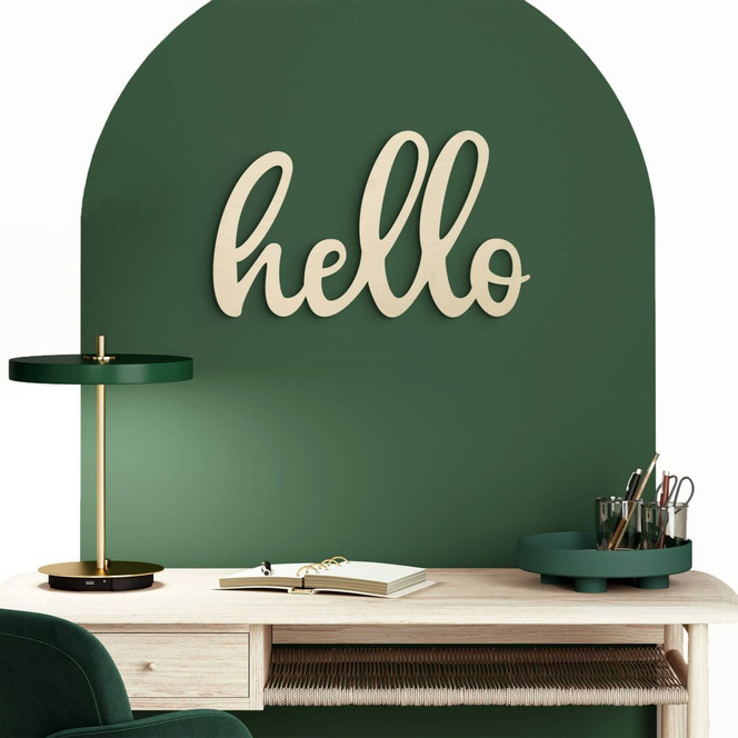 Holz Schriftzug Hello - Pappelholz