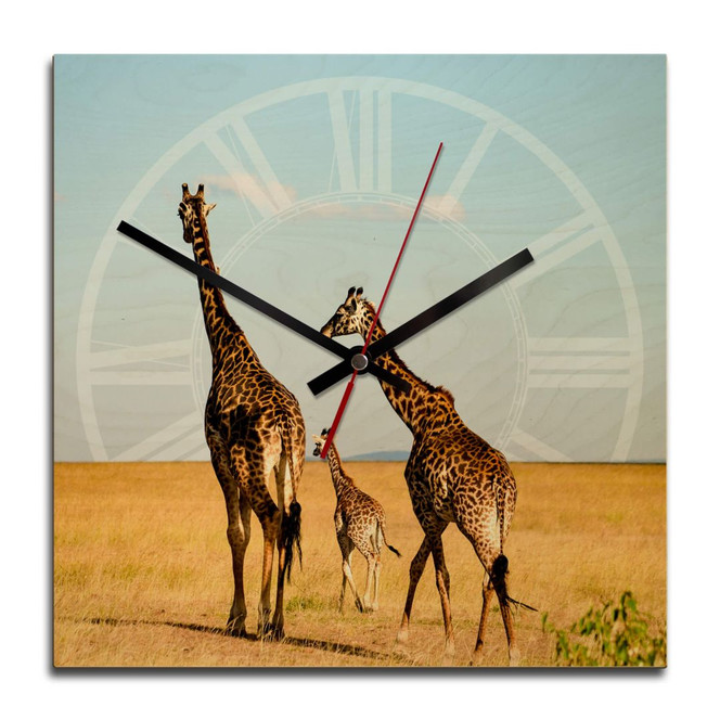 Holz-Wanduhr - Afrikanische Steppe