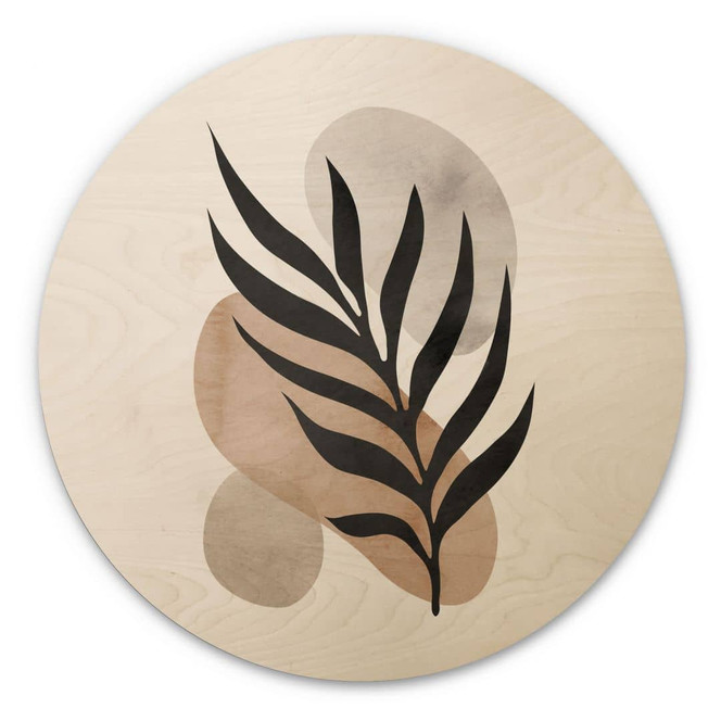 Holzbild Botanische Silhouette mit kunstvoller Geometrie - Costa - Rund