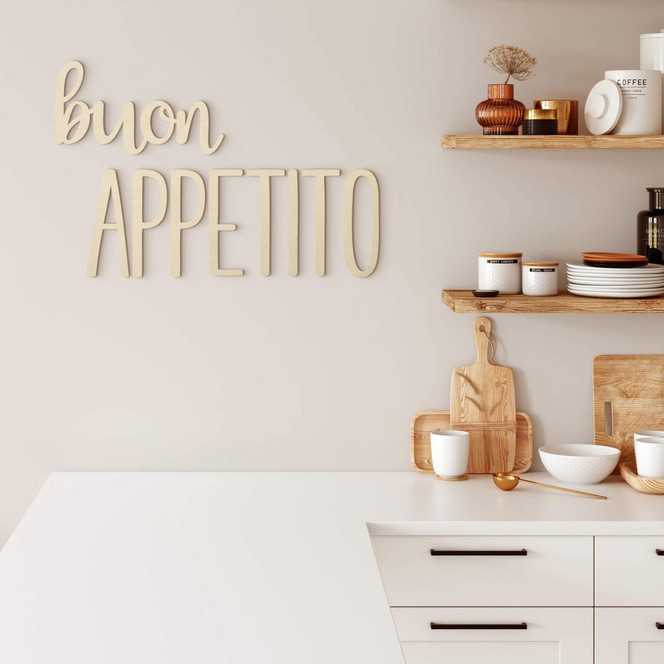 Holzdeko - Spruch für die Küche - Buon Appetito - Pappel