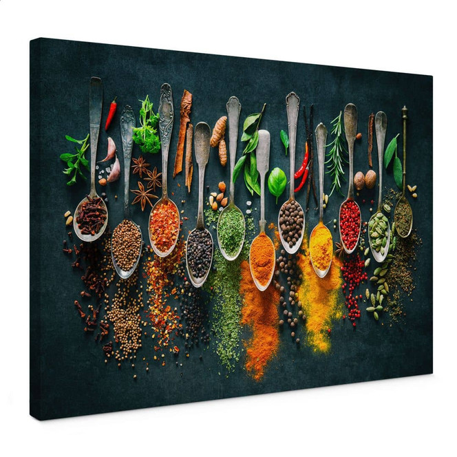 Leinwandbild Bunte Vielfalt an Gewürzen